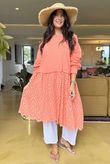Made in Italy Rumours Broderie Smock Tunic Sunset Orange -